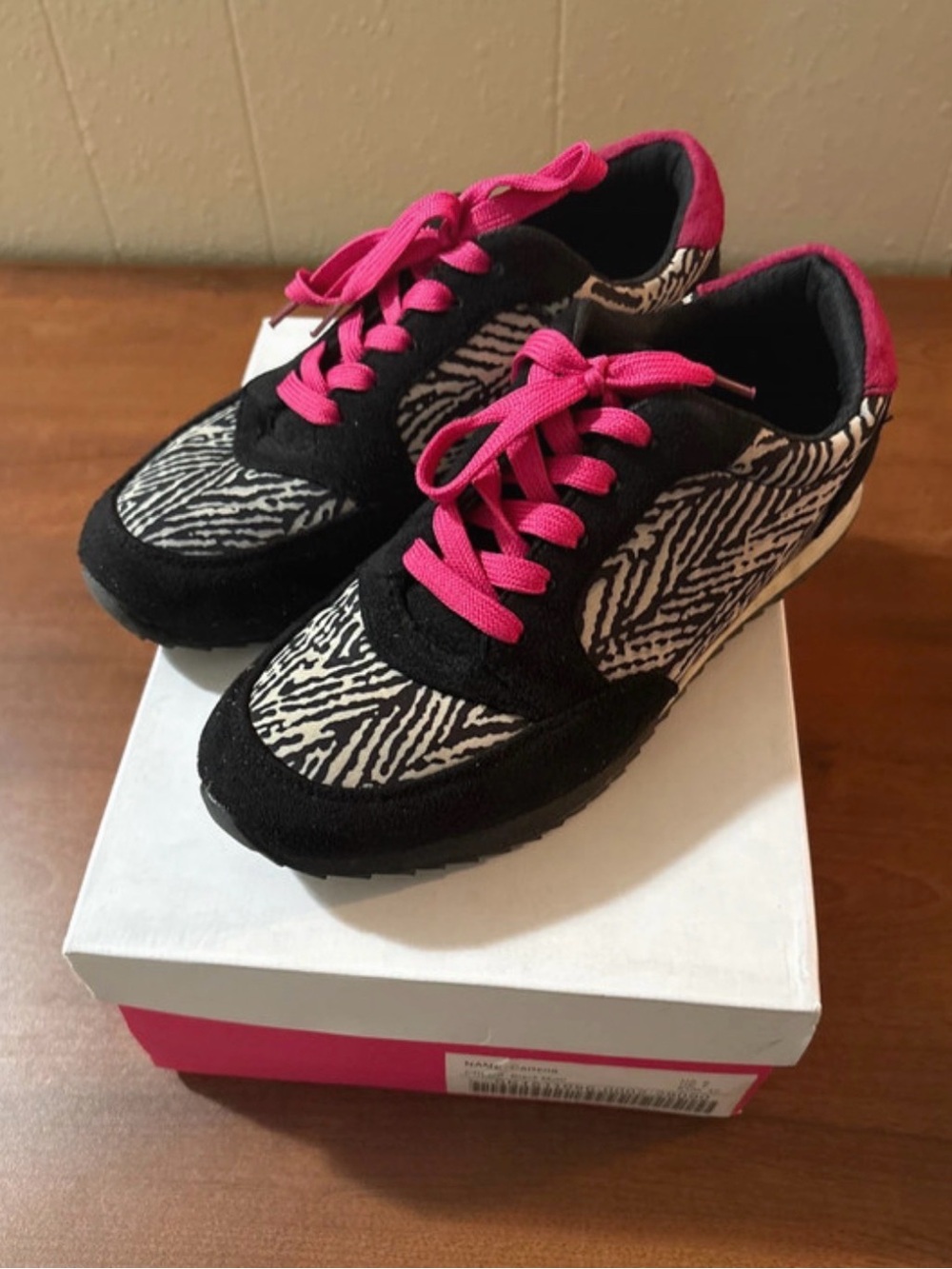 Black & White Zebra Print Sneakers with Hot Pink Accents